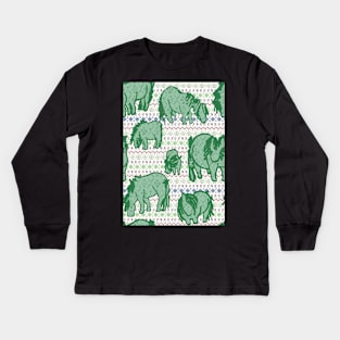 Fairisle Shetland Ponies - Green Kids Long Sleeve T-Shirt